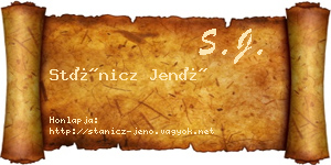 Stánicz Jenő névjegykártya